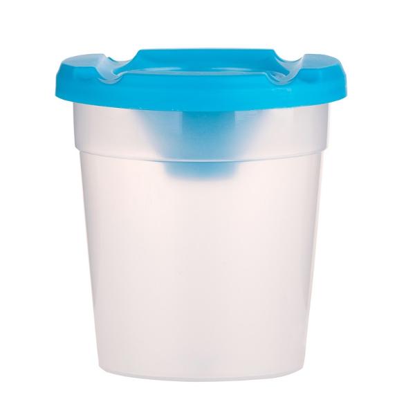 material plastic capac in diverse culorimarginile capacului pot fi utilizate ca&nbsp;suport pentru pensuledimensiune 85x 8 x 58cm&nbsp;Vasul este realizat din polipropilena &537;i&nbsp;este format&nbsp;din trei par&539;i un recipient transparent o parte superioara colorata detasabila cu deschidere conica si un capac transparent detasabil Exista caneluri orizontale in partea superioara colorata care va permit sa plasati&nbsp;pensuleleDaca 