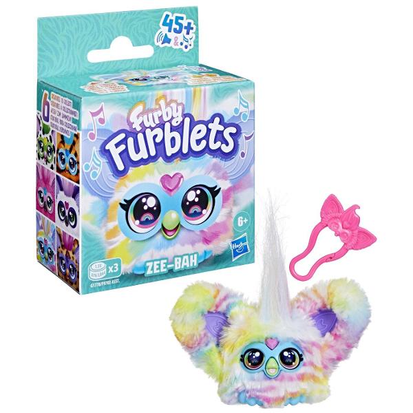 Mini prieteni pufosi Furby cu personalitati puternice Peste 45 de efecte speciale in fiecare Fiecare Furblet are propria voce si personalitate unica Vorbeste limba Furbish si cantati impreuna Jucariile Furblet interactioneaza de asemenea cu marele Furby se vinde separat Gama de 6 fiecare se vinde separat Furbys poate fi mic dar cu siguranta are propria lui personalitate Fiecare dintre cei 6 Furby se remarca in felul sau - are propria voce si aspect care corespunde stilului muzical 