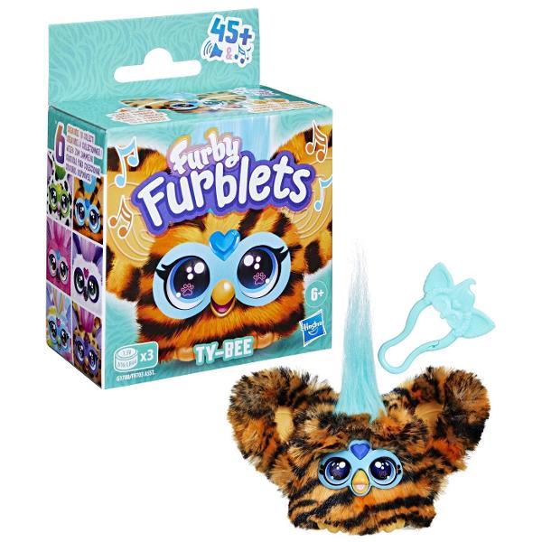 Mini prieteni pufosi Furby cu personalitati puternice Peste 45 de efecte speciale in fiecare Fiecare Furblet are propria voce si personalitate unica Vorbeste limba Furbish si cantati impreuna Jucariile Furblet interactioneaza de asemenea cu marele Furby se vinde separat Gama de 6 fiecare se vinde separat Furbys poate fi mic dar cu siguranta are propria lui personalitate Fiecare dintre cei 6 Furby se remarca in felul sau - are propria voce si aspect care corespunde stilului muzical 