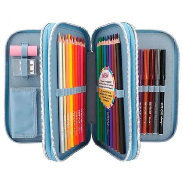 Penarul polar din seria TOPModel ICEWORLD este atat de pufos Realizat din plu&537; dr&259;g&259;la&537; Cele trei compartimente sunt complet echipate cu 18 carioci 18 creioane colorate Nou cu o calitate îmbun&259;t&259;&539;it&259; a lemnului 2 creioane ascu&539;itoare radierefoarfece &537;i rigla Material 100 poliester