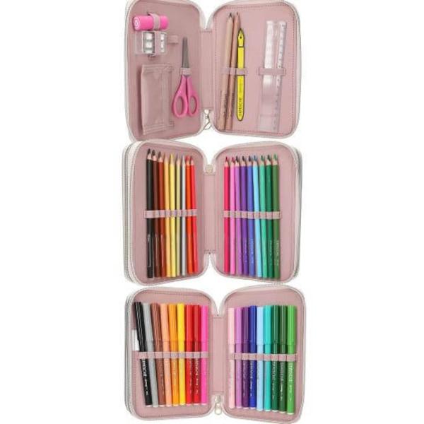Penar Triplu Echipat TOPModel Summer Feeling – Verde Salvie cu BroderiePenarul triplu TOPModel Summer Feeling impresioneaza prin designul sau romantic in nuante de verde salvie decorat cu un model floral delicat si fluturi dintre care unele detalii sunt brodate pentru un efect deosebitCele trei compartimente sunt complet echipate si ofera tot ce este necesar pentru scoala sau activitati creative18 creioane colorate18 