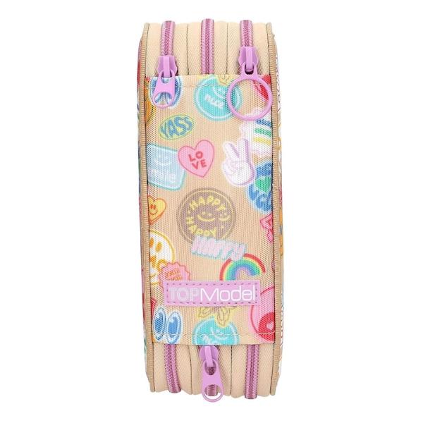 Penar Triplu Echipat TOPModel AOP Girl Power – Design Bej cu Imprimeuri ColoratePenarul echipat TOPModel AOP Girl Power este alegerea ideala pentru scoala combinand un design vesel si plin de energie cu functionalitate maxima Cu un motiv mare pe fata si doua modele atragatoare penarul este decorat cu imprimeuri colorate pe toate partile aducand un plus de personalitateUn detaliu special este dat de fermoarele in culori contrastante care ofera un 