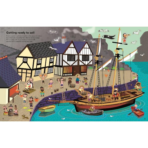 Join a motley pirate crew on their adventures in this buccaneering activity book Fill the pages with pirate stickers as they prepare to set sail relax below deck take part in a raid on a merchant ship survive a storm and meet some scary sea creatures