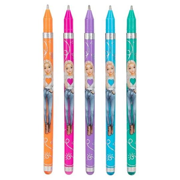 Distrac&539;ie la scris &537;i colorat cu pixurile cu sclipici de la TOPModel &icirc;n portocaliu roz violet albastru &537;i verde Ambalate &icirc;ntr-o pung&259; transparent&259; cu confetti holografice argintii pe clap&259; Rezervele nu sunt schimbabile&nbsp;