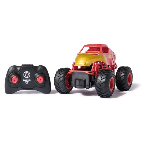 Pregateste-te pentru actiune spectaculoasa cu Monster Jam Marvel Iron Man cu telecomanda camionul monstru care imbina forta si viteza intr-un design inspirat de celebrul supererou Marvel Acest vehicul la scara 1 la 24 este echipat cu telecomanda full function usor de folosit care iti permite sa controlezi fiecare miscare inainte inapoi la stanga sau la dreapta aducand experienta Monster Jam direct in mainile tale Camionul are un design detaliat in culorile emblematice rosu si auriu 