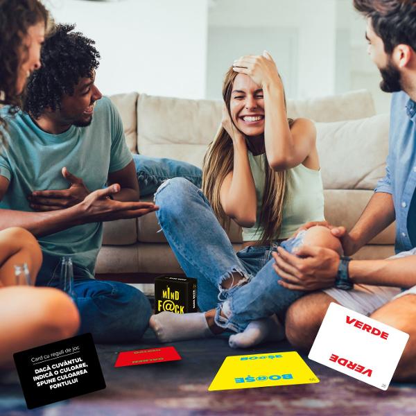 Daca crezi ca ai abilitati de observatie ascutite poti sa gestionezi reguli complexe sau ai o vedere foarte buna&hellip gandeste-te din nou Da tii in mana jocul care te va provoca ca niciun altul Numar jucatori 3 Varsta recomandata 18 ani Continut 70 carti instructiuni Produsul are un continut care este strict pentru adultii de la 18 ani in sus Pregateste-te sa-ti explodeze mintea si sa-ti testezi reflexele cu Mindfuck Jocul contine 70 de carti brosura de instructiuni