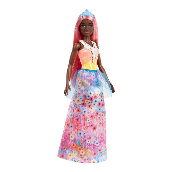 Papusile printesa Barbie&trade Dreamtopia cu aspect de basm le permit copiilor sa descopere o lume de povesti magice si sa experimenteze aventuri regale Aceste papusi printesa Barbie&reg cu un corset stralucitor cu efect de ombre si o fusta lunga de printesa cu imprimeu floral colorat si strat de tul inspira povestirea Pantofii asortati si o tiara detasabila cu detalii asemanatoare unei bijuterii completeaza aspectul regal Cu culorile curcubeului si detalii fantastice papusile 