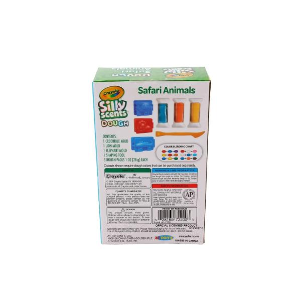Porneste intr-o aventura creativa prin savana cu setul Crayola Silly Scents Dough – Safari Animals Acest set contine 3 plastiline parfumate 28 g fiecare 3 forme pentru modelaj cu animale salbatice precum elefant leu si crocodil si o unealta speciala pentru modelare Perfect pentru copii de peste 3 ani produsul combina joaca tactila cu mirosuri distractive stimuland imaginatia si dezvoltarea abilitatilor motorii Creeaza si simte – o experienta educativa si senzoriala de 