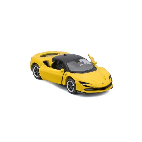 Intra in lumea vitezei si a adrenalizei cu modelul Ferrari SF90 Stradale din colectia Speed &8203;&8203;Icons la scara 1 la 64 Acest model spectaculos este realizat din metal turnat sub presiune die-cast metal oferind o calitate premium si o greutate realista Sasiul metalic adauga robustete si durabilitate iar portierele care se deschid iti permit sa admiri interiorul detaliat Rotile din doua piese cu anvelope din cauciuc real asigurate un aspect autentic si o aderenta excelenta 