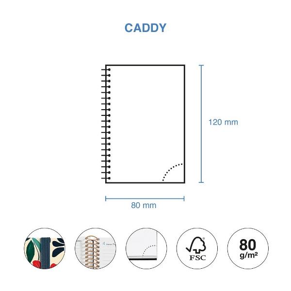 Agenda cu spira Miquelrius Caddy 80x120 mm datata zilnic Anemone Natura MR39166