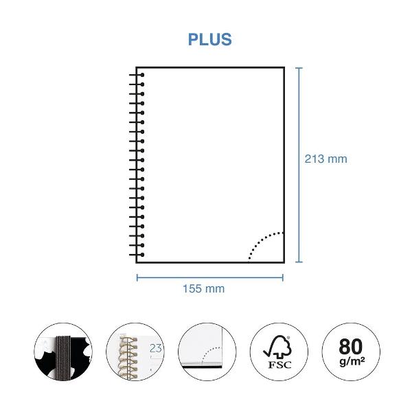 Agenda cu spira Miquelrius Plus 155x213 mm datata zilnic Noir Garden Natura MR34531