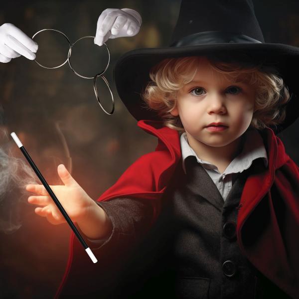 Pregateste-te pentru o calatorie fascinanta in lumea magiei si a iluziilor unde trucurile clasice se imbina perfect cu cele moderne pentru a crea momente spectaculoase Setul contine tot ce ai nevoie pentru a deveni un adevarat magician o bagheta magica plutitoare o punga misterioasa care face obiectele sa dispara un iepure care apare si dispare faimosul truc cu inelele care se conecteaza si se separa miraculos o bancnota care leviteaza in aer trucuri uimitoare cu franghii trucul 
