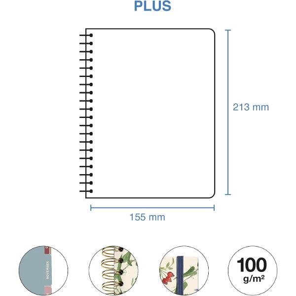 Agenda cu spira Miquelrius Plus 160x218 mm datata saptamanal Garden Entredos MR26