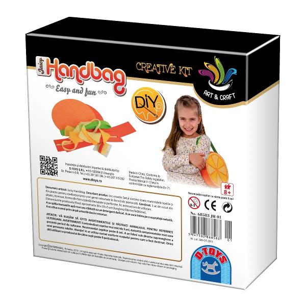 O geant&259; jovial&259; super trendy pentru fete preten&539;ioase active mereu în pas cu moda Setul con&539;ine materialele textile &537;i din plastic pentru confec&539;ionarea unei gen&539;i minunate în form&259; de portocal&259; Dimensiunile produsului final aproximativ 30 x 19 x 5 cm lungimel&259;&539;imeîn&259;l&539;ime