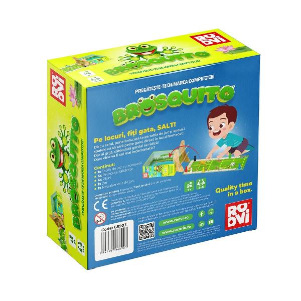 Porne&537;te &icirc;ntr-o curs&259; fabuloas&259; cu broscu&539;ele fermecate &537;i pline de haz din Brosquito&nbsp;Uime&537;te-i pe ceilal&539;i juc&259;tori cu agilitatea min&539;ii tale &537;i flexibilitatea mu&537;chilor broscu&539;ei preferate Descoper&259; un joc de societate antrenant care &icirc;ncinge atmosfera la petrecerile &icirc;ntre prieteni &537;i alung&259; plictiseala din zilele lungi de vacan&539;&259;Brosquito este acel joc de 