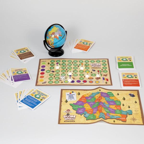 &Icirc;nva&539;&259; geografia &539;&259;rii tale precum &537;i multe alte no&539;iuni interesante de cultur&259; general&259; cu Globe Whizz Rom&acirc;nia Descoper&259; un joc de societate antrenant &537;i educativ ideal de jucat &icirc;n familie sau cu prieteniiJocul con&539;ine 128 de c&259;r&539;i de joc &icirc;n care vei g&259;si peste 330 de &icirc;ntreb&259;ri de tip quizz cu r&259;spunsuri &537;i explica&539;ii din domenii diverse 