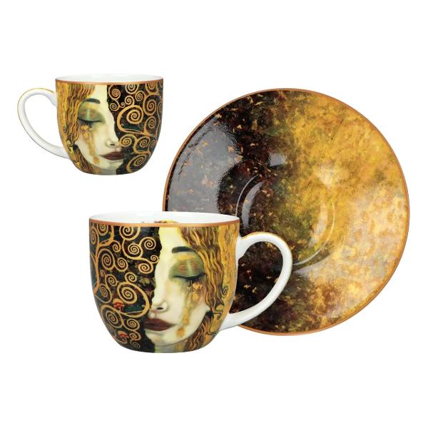 Transform&259; fiecare moment de cafea sau ceai &icirc;ntr-o mic&259; experien&539;&259; de art&259; &537;i rafinament cu acest set elegant de dou&259; ce&537;ti Decorate cu motive inspirate din &bdquo;Lacrimi de aur&rdquo; ce&537;tile eman&259; un aer sofisticat combin&acirc;nd utilitatea cu esteticastrong data-start415 