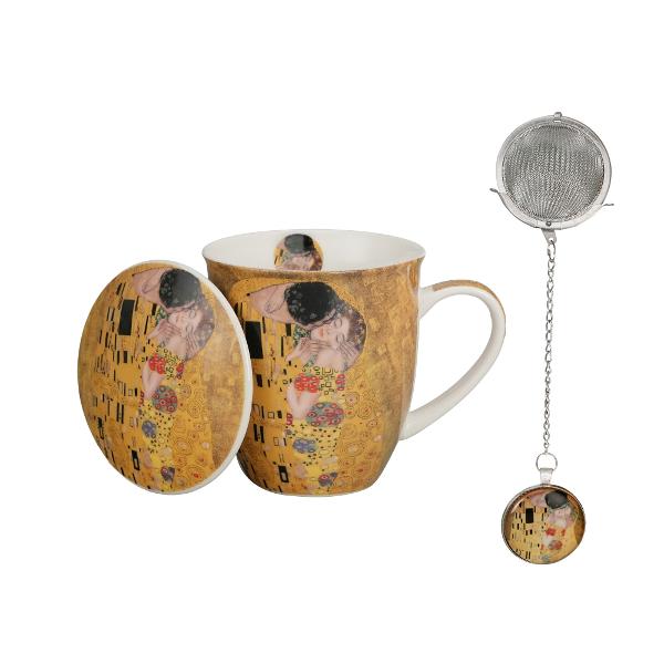 Aceast&259; can&259; elegant&259; combin&259; utilul cu rafinamentul artistic &mdash; este decorat&259; cu motivul iconic &bdquo;The Kiss&rdquo; aduc&acirc;nd un aer de art&259; &537;i elegan&539;&259; &icirc;n orice moment de relaxare Cana este realizat&259; din por&539;elan fin cu un finisaj delicat &537;i o form&259; clasic&259; confortabil&259; la atingereInclude un infuzor din o&539;el 