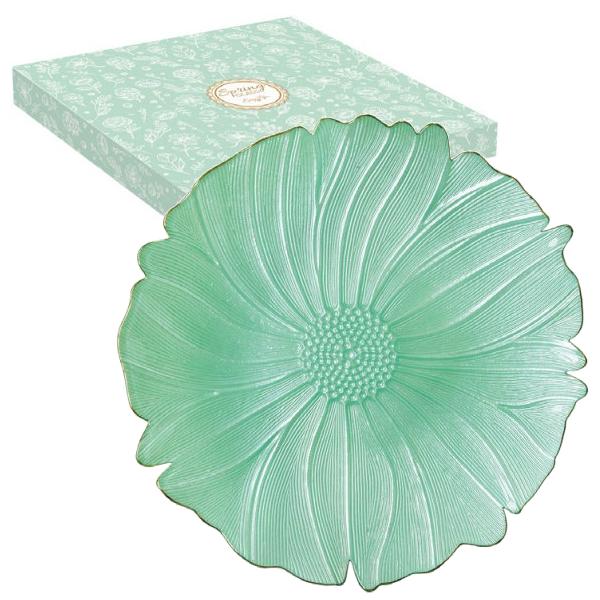 Atentie Acest model este disponibil in 4 variante diferite Pretul afisat este per bucata Va rugam sa precizati modelul dorit printr-un comentariu la plasarea comenzii In caz contrar se va livra aleatoriu un model din stoc fara posibilitatea unui schimb ulteriorAdaug&259; un strop de elegan&539;&259; &537;i culoare mesei tale cu acest platou din sticl&259; &icirc;n form&259; de floare din 