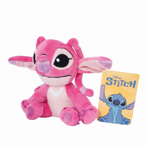 Plus Disney Angel 20 cm este o jucarie moale si adorabila inspirata de indragitul personajului din universul Lilo si Stitch Realizat din materiale fine si placute la atingere acest plus are o textura catifelata si detalii atent brodate cu ochi mari expresivi si urechi ample specifice personajului Nuantele de roz si mov ii ofera un aspect delicat si atragator iar designul sau prietenos il transforma intr-un companion perfect pentru joaca si imbratisari Cu o inaltime de 20 cm este ideal 