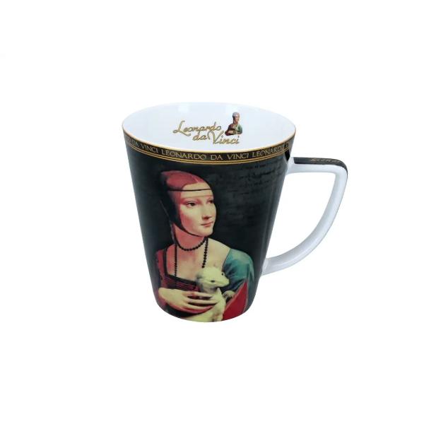 Set elegant realizat din por&539;elan fin inspirat de capodoperele renascentiste semnate de Leonardo da Vinci ce aduce un plus de rafinament &537;i valoare artistic&259; &icirc;n fiecare moment de relaxare Setul con&539;ine o cea&537;c&259; de 230 ml cu farfurioar&259; asortat&259; decorate cu celebra &bdquo;Mona Lisa&rdquo; &537;i o can&259; de 400 ml ilustrat&259; cu &bdquo;Doamna cu hermin&259;&rdquo;p data-start403 