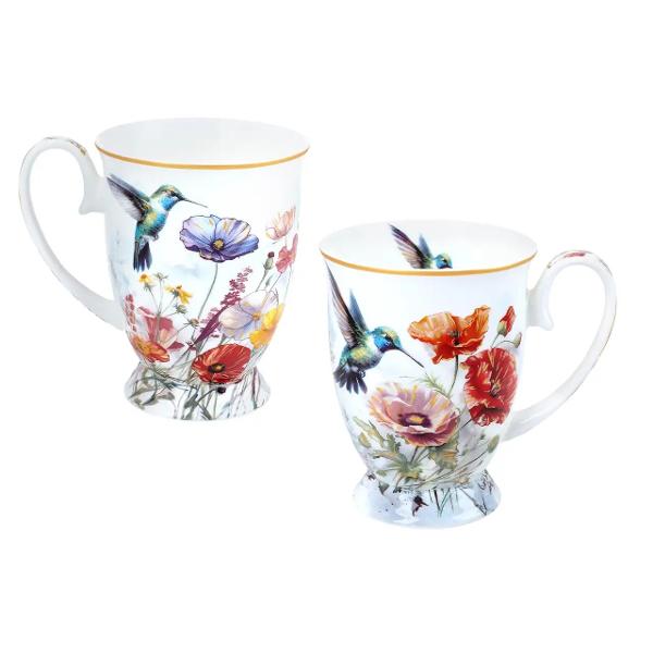 Set rafinat format din 2 c&259;ni din por&539;elan fin cu o capacitate de 280 ml fiecare decorate cu un superb motiv &bdquo;Flori &537;i Colibri&rdquo; semnat de artista Laura Lozano Designul vibrant surprinde delicate&539;ea florilor &icirc;n armonie cu gra&539;ia psrilor colibri cre&acirc;nd o compozi&539;ie plin&259; de culoare &537;i energie inspirat&259; din frumuse&539;ea naturiiC&259;nile sunt 
