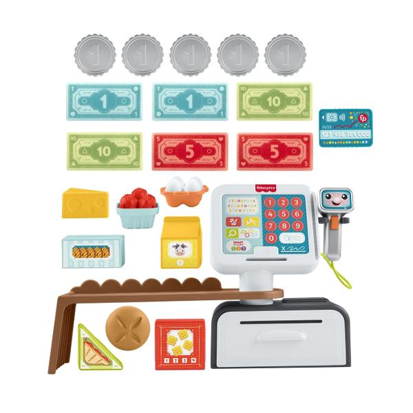 Invatare prin joaca  cate un bip pe rand Bine ati venit in cel mai incantator magazin din oras  unde imaginatia intalneste educatia Casa de marcat Fisher-Price Laugh &amp Learn Count &amp Shop transforma cumparaturile simulate de zi cu zi intr-o aventura vesela plina de muzica lumini si invatare Conceputa pentru copii mici si prescolari aceasta jucarie interactiva introduce micutii cursanti in lumea numerelor literelor culorilor formelor si abilitatilor sociale in cel mai jucaus 