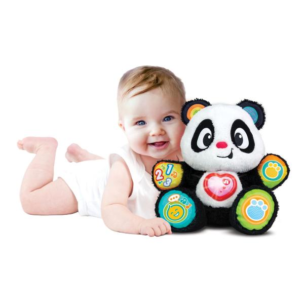 Amicul Panda moale si dragalas este o jucarie interactiva si educativa perfecta pentru copiii cu varsta incepand de la 6 luni si mai mari Acesta aduce o experienta captivanta de invatare prin activitati distractive si diverse functionalitati care stimuleaza dezvoltarea timpurie a copiilor Panda moale este conceput sa fie un companion placut si util in procesul de dezvoltare al micutilor Cu parti ale corpului numere litere si fraze distractive jucaria ofera oportunitati multiple de 