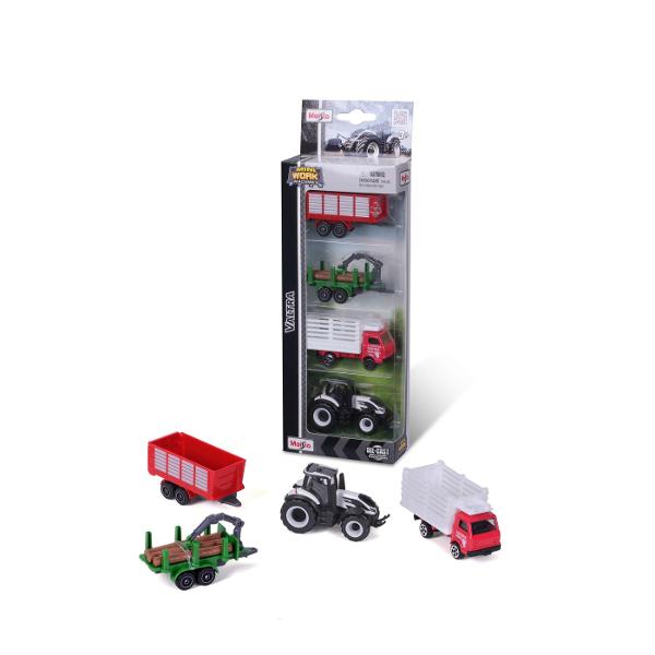 Acest set aduce atmosfera fermei direct in mainile copiilor cu un sortiment de tractoare licentiate si remorci realiste Perfect pentru joaca si colectionare setul ofera o experienta agricola autentica la scara mica Tractoarele au un corp din metal turnat sub presiune die-cast cu componente din plastic asigurand durabilitate si detalii realiste Fiecare set contine un tractor si trei remorcicamioane agricole diferite oferind varietate si optiuni de joc Toate vehiculele au roti care se 