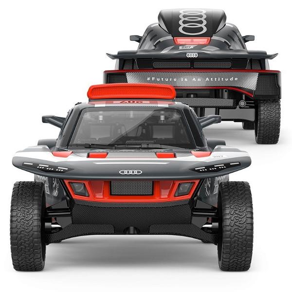 Masinuta are proportiile ideale pentru momente pline de distractie si amuzament avand dimensiunile in centimetri dupa cum urmeaza  199585 Masinuta metalica AUDI RS Q E TRON  scara 1 la 32 are anvelope de cauciuc si un design detaliat interior-exterior realizat din material metalic turnat cu accesorii realizate din material plastic portiere de calitate superioara Copilul dumneavoastra se poate juca in voie cu masina metalica AUDI RS Q E TRON  oferita de brandul international Rastar Nicio 