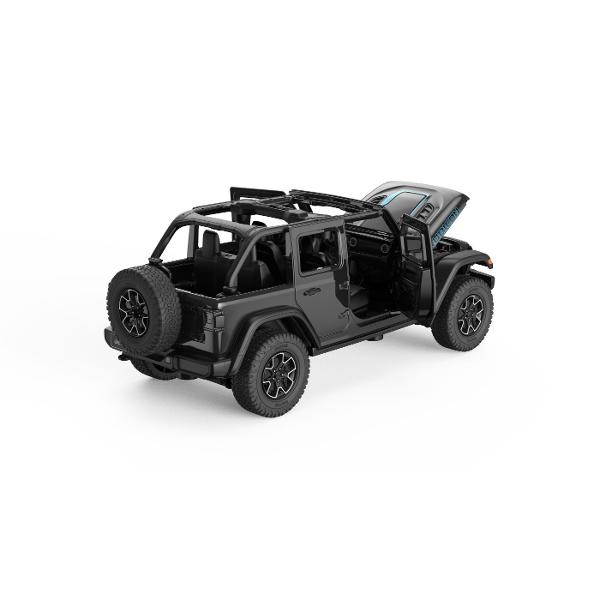 Masinuta are proportiile ideale pentru momente pline de distractie si amuzament Masinuta metalica Jeep Wrangler Rubicon 4XE Negru cu scara 1 la 32 are anvelope de cauciuc si un design detaliat interior-exterior realizat din material metalic turnat cu accesorii realizate din material plastic portiere de calitate superioara Copilul dumneavoastra se poate juca in voie cu masina metalica Jeep Wrangler Rubicon 4XE Negru cu scara 1 la 32 oferita de brandul international Rastar Nicio cursa nu este 