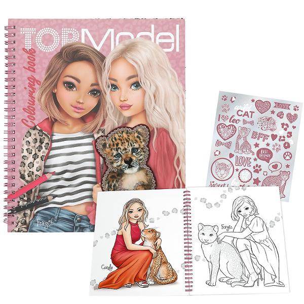 The spiral-bound TOPModel colouring book all about the cool animal trend Leo 40 colouring pages with stylish model motives and cute kittens The eye-catcher is the cute baby leopard appliqu&eacute; on the cover Also included a sticker sheet to embellish the artwork