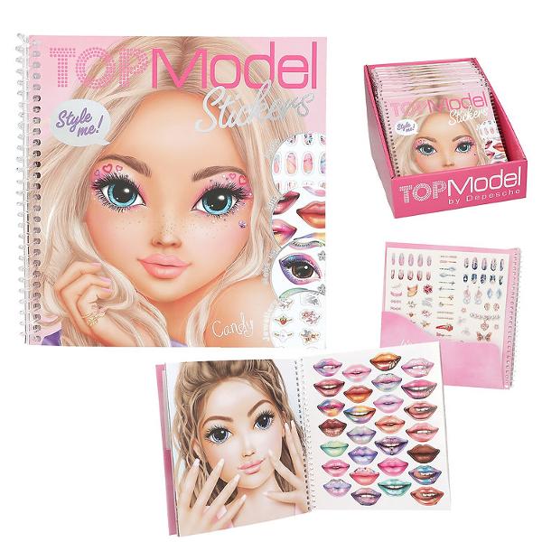 Cartea cu stickere pentru machiaj &537;i look-uri de frumuse&539;e deosebite TOPModel Dress Me Up Face 24 de pagini spiralate cu portrete de modele care pot fi &icirc;nfrumuse&539;ate cu stickere pentru unghii buze ochi &537;i bijuterii din 7 coli