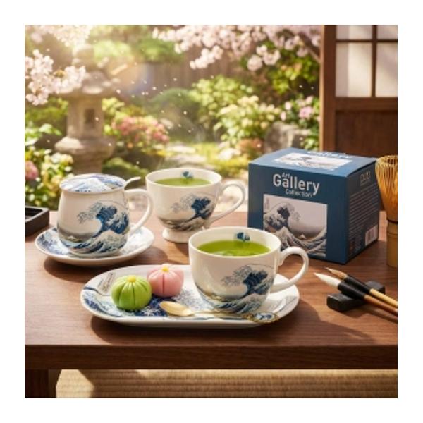 Set de mic dejun - cea&537;c&259; jumbo &537;i farfurie lung&259;&nbsp;&nbsp;MARELE VAL inspirat de Hokusai&nbsp;&nbsp;din&nbsp;&nbsp;colec&539;ia Art Gallery&nbsp; este realizat din por&539;elan de calitate superioara caracterizat printr-o culoare alb-crem natural&259; cu o str&259;lucire delicat&259; &537;i o 