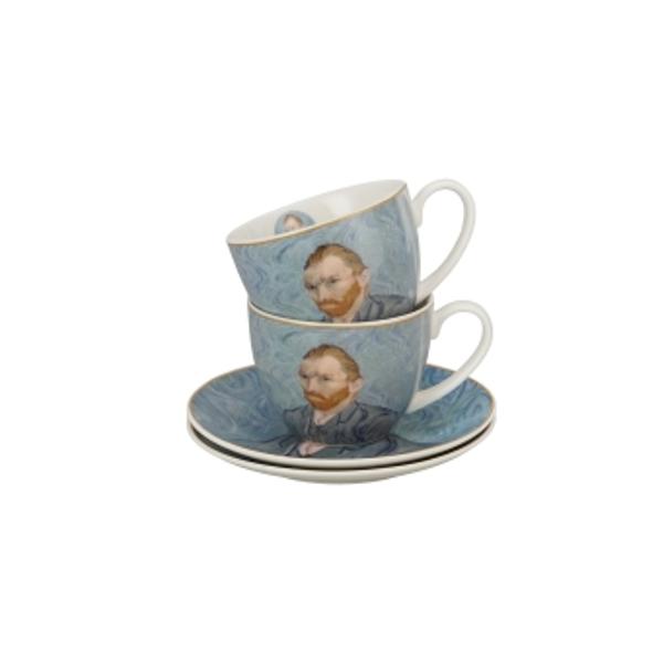 Un set de dou&259; ce&537;ti cu farfurioare&nbsp;&nbsp;PORTRETUL LUI Vincent Van Gogh&nbsp;&nbsp;din colectia&nbsp;Galeria de Art&259;&nbsp; este realizat din por&539;elan de calitate superioara caracterizat printr-o culoare alb-crem natural&259; cu o str&259;lucire delicat&259; &537;i o rezisten&539;&259; &537;i durabilitate 