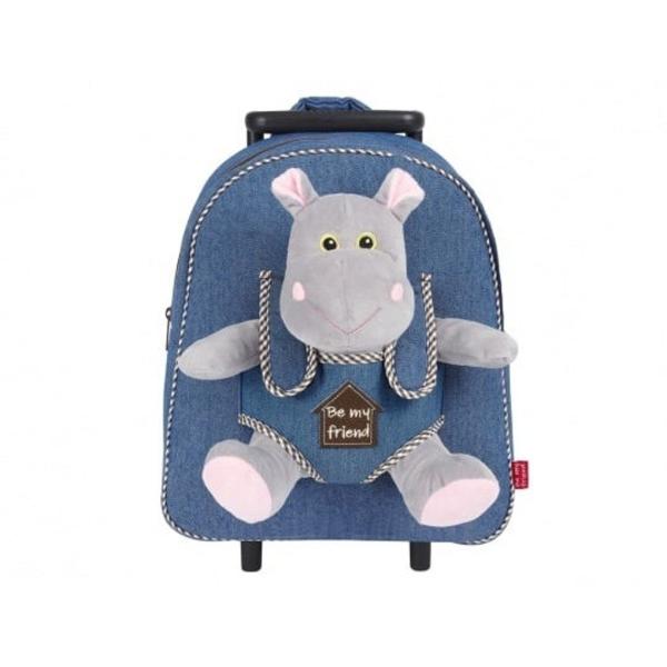 Ghiozdanul troller Perletti modelul Hipopotam Holly este conceput sa aduca zambete si confort in viata copiilor Cu un design adorabil si functional acest ghiozdan este ideal pentru a transporta rechizitele scolare sau obiectele preferate in timpul calatoriilor sau plimbarilor&nbsp;Caracteristici SpecialeDimensiuni 32 cm inaltime 28 cm latime 11 cm adancimeMaterial Textil denim de calitate usor de curatatHipopotam 