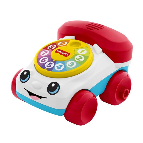 Telefonul interactiv Fisher-Price Vehicul Telefon este o jucarie clasica reinterpretata intr-un design modern si prietenos special conceputa pentru bebelusi Cu un aspect vesel si culori atractive aceasta jucarie stimuleaza curiozitatea si incurajeaza joaca activa Discul rotativ numerotat permite copilului sa interactioneze prin rotire dezvoltand coordonarea mana-ochi si abilitati motorii fine Rotile functionale transforma jucaria intr-un vehicul usor de impins sau tras sustinand miscarea 