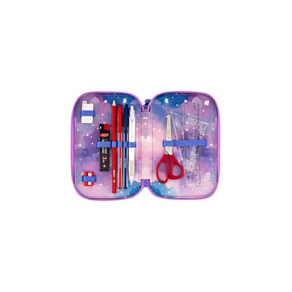 Penar &537;colar triplu echipat DACO &ndash; model Unicorn Magic 46 piese 3 compartimente movPenarul &537;colar&nbsp;DACO &ndash; Unicorn Magic&nbsp;este alegerea perfect&259; pentru copiii care iubesc universul magic &537;i culorile pastel Decorat cu un unicorn adorabil pe fundal de poveste &icirc;n nuan&539;e de roz 