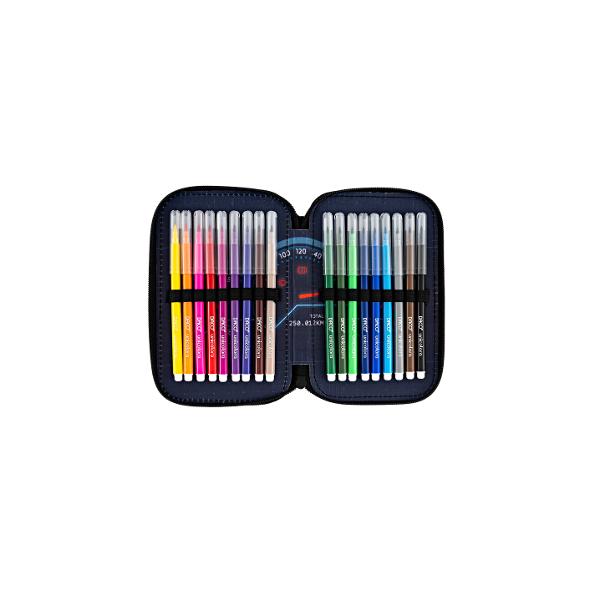 Penar &537;colar echipat dublu &ndash; model bord de ma&537;in&259; compartimentatPenarul &537;colar dublu Bord de Ma&537;in&259; este alegerea ideal&259; pentru b&259;ie&539;ii pasiona&539;i de ma&537;ini &537;i vitez&259; oferind un design modern inspirat din bordul unei ma&537;ini sport Cu un imprimeu atractiv &icirc;n nuan&539;e de negru albastru &537;i 