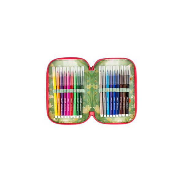 Penar &537;colar triplu echipat DACO &ndash; model z&acirc;na prim&259;verii 46 piese 3 compartimente verde cu imprimeu z&acirc;n&259;Penarul &537;colar&nbsp;DACO &ndash; Z&acirc;na Prim&259;verii&nbsp;este alegerea ideal&259; pentru elevii care &icirc;&537;i doresc un set complet bine organizat &537;i cu un 