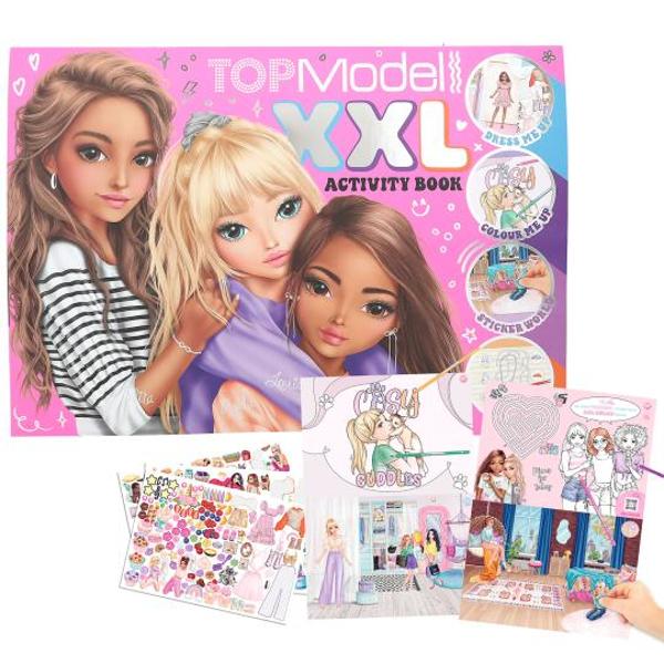 Carte creativ&259; &icirc;n format XXL 42 x 30 cm24 de pagini de distrac&539;ie TOPModel colorat stickere puzzle-uri
