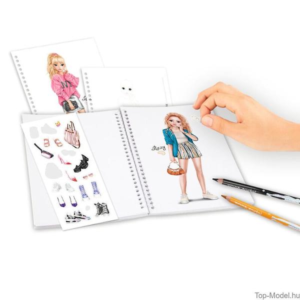 Modele cool Intr-un format la Indemana Cartea de colorat TOPModel Pocket cu o coperta stralucitoare si stralucitoare are 120 de pagini cu figurine model care pot fi aranjate cu imaginatie si culori Inclus 1 foaie de autocolante cu accesorii la moda