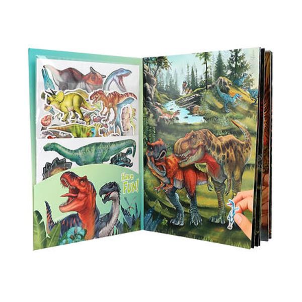Autocolant dinozaur distractiv Cartea de 20 de pagini de la Dino World are motive grozave de fundal 4 pagini de autocolante de hartie si 2 pagini de autocolante din spuma