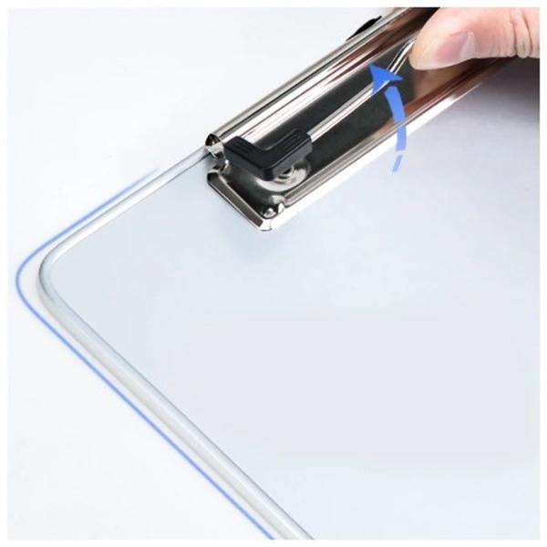 Nou in oferta noastra - clipboard Deli Este realizat din metal rezistent la coroziune si abraziune cu o grosime de 5 mm Colturile sunt rotunjite pentru a preveni accidentarile iar pentru agatare atunci cand nu este utilizat vine prevazut cu o perforatie de 7 mm intarita cu o capsaSpatele este texturat fapt ce permite o buna prindere in mana pentru a preveni alunecarea Clipbordul este gradat pe doua laturi in centimetri si inchComandati clipboard metal A4 DELI 64504 
