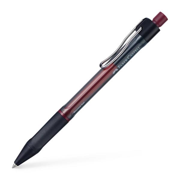 Pix cu gel si mecanism 07mm Beyond Faber-Castell Zona de prindere cauciucata pentru scriere confortabila Corp transparent pentru verificarea rapida a nivelului de cerneala Varf de 07mm cu linia de scriere de 04mm Cerneala de culoare rosie rezistenta la documente Clips metalic durabil si flexibil Realizat din 66 plastic reciclat Reincarcabil