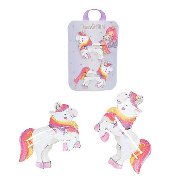 Pentru coafuri consistente si dulci agrafele de par de la Printesa Mimi sunt o atractie stralucitoare In parul micilor printese Un design este mai dragut dec&65533;t celalalt Printesa Mimi Unicorn Bonny Pony un curcubeu colorat si o vulpe mica 2 agrafe de par per model pe un card frumos proiectatPret per bucata Nu se poate alege modelul