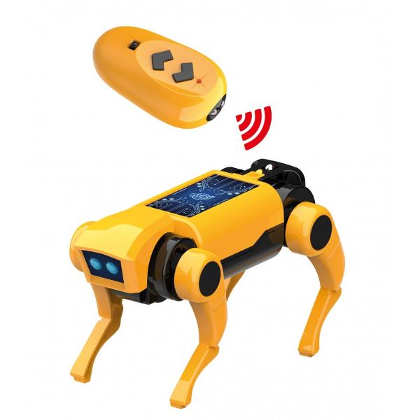 Asambleaz&259; piesele &537;i conecteaz&259; componentele c&acirc;inelui-robot motorul electric angrenajele &537;i picioareleFolose&537;te telecomanda cu infraro&537;u pentru a-l face s&259; se deplaseze &icirc;nainte &537;i &icirc;napoiDimensiunile robotului asamblat 135 x 7 x 8 cmContinut 1 telecomand&259; 3 plan&537;e cu piese deta&537;abile 1 unitate motor 1 capac pentru compartimentul bateriilor 1 