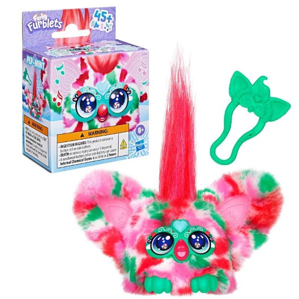Furby Furblets Pep&8209;Mint este o juc&259;rie interactiv&259; mini de la Hasbro cu un design festiv ce aminte&537;te de o bomboan&259; de ment&259; Potrivit&259; pentru copii de la 6 ani &icirc;n sus este ideal&259; ca mic cadou sau breloc de s&259;rb&259;tori&55358;&56824; Caracteristici principale&55357;&56586; Red&259; peste 45 de sunete melodii &537;i fraze &icirc;n limba Furbish&55356;&57270; 3 moduri de activareAp&259;sarea 
