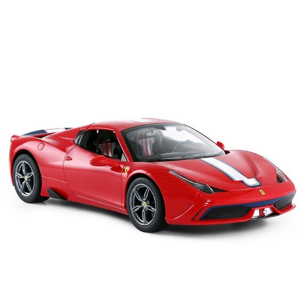 Copilul dumneavoastra se poate juca in voie cu masina cu telecomanda Ferarri 458 Speciale a scara 1 la 14 oferita de brandul international Rastar Nicio cursa nu este imposibil de castigat cu acesta masinuta replica oficiala cu licenta a modelului original construita cu mare atentie la detalii Masinuta are proportiile ideale pentru momente pline de distractie si amuzament avand dimensiunile in centimetri dupa cum urmeaza  32616388Masinuta functioneaza pe frecventa de 