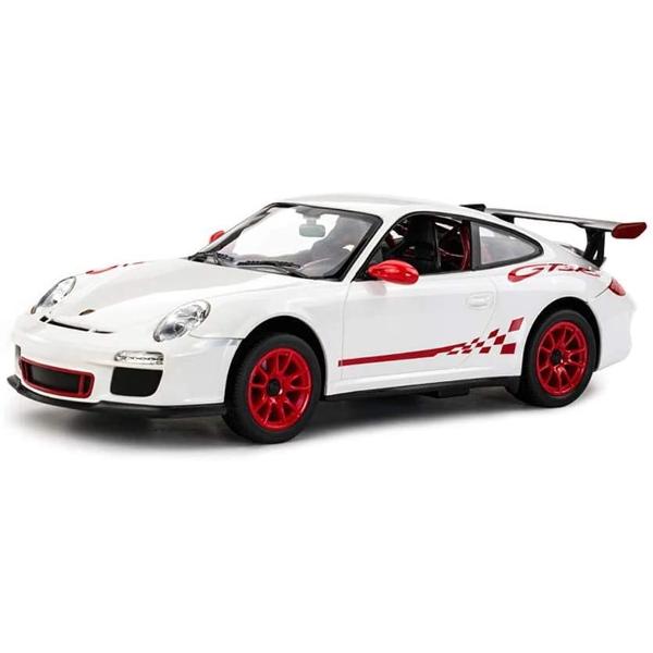 Copilul dumneavoastra se poate juca in voie cu masina cu telecomanda Porsche Gt3 scara 1 la 14 oferita de brandul international Rastar Nicio cursa nu este imposibil de castigat cu acesta masinuta replica oficiala cu licenta a modelului original construita cu mare atentie la detalii Masinuta are proportiile ideale pentru momente pline de distractie si amuzament avand dimensiunile in centimetri dupa cum urmeaza  31913997Masinuta functioneaza pe frecventa de 24GAlimentarea se face 